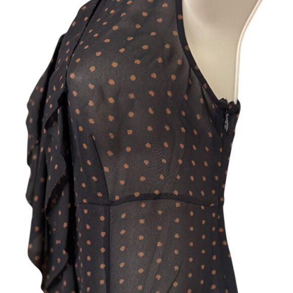 Halogen Black & Brown Polka Dot Sheer Sleeveless Top Size S - Picture 6 of 11